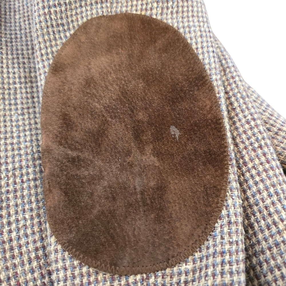 Tweed Blazer Men 42L Wool Linen Elbow Patch Sport Coat Vintage 80s 90s - Picture 10 of 11